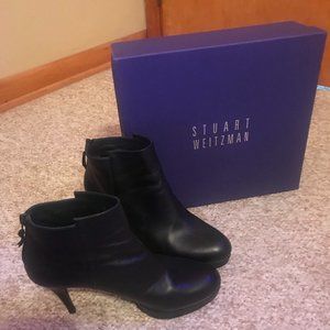 Stuart Weitzman Swell Cola Calf Leather Ankle Booties Size 7M